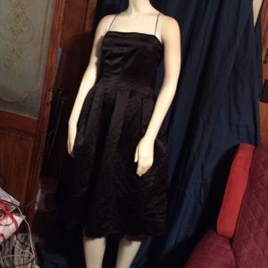 Black Satin Midi Length Dress