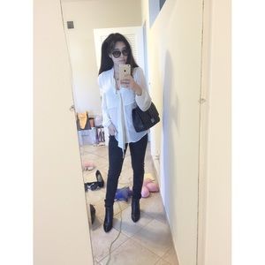 Silky light green (almost white) blouse