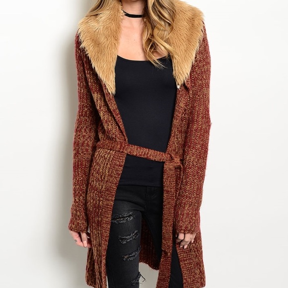 Faith & Sparkle Sweaters - ❗️LAST ONE❗️$FIRM$ Faux Fur Trimmed Open Cardigan