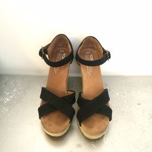 TOMS Black Wedges