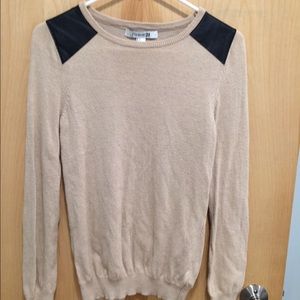 Sweater with fake leather