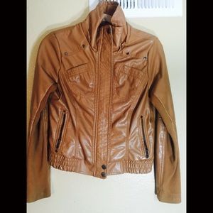 Faux Tan Leather Coat
