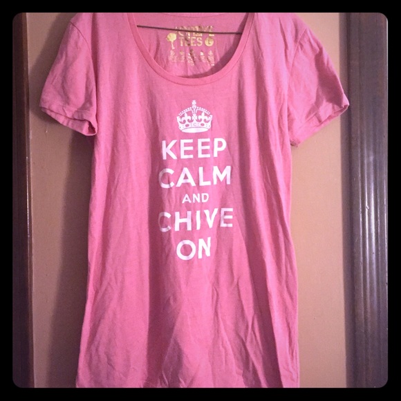 The Chive Tops - KEEP CALM AND CHIVE ON pink tee KCCO