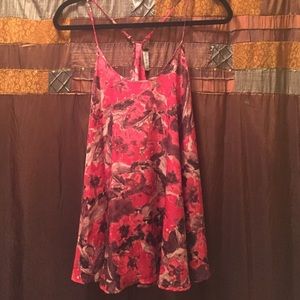 Red Floral Razor Back Blouse