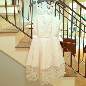 White Alexis stretch dress with lace detail