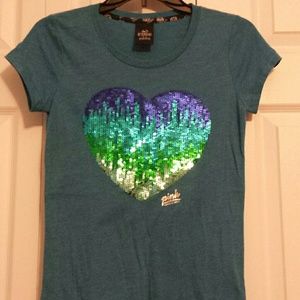 PINK sequin heart shirt