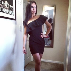 Backstage black one shoulder dress
