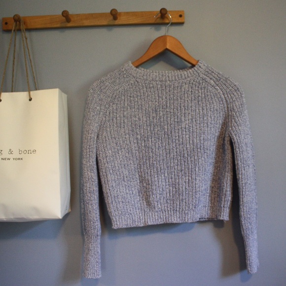 Light Blue Cropped Fisherman Sweater