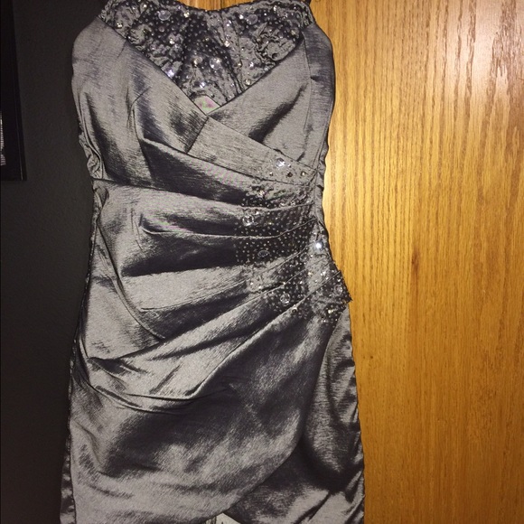 Gorgeous gray formal beaded dress