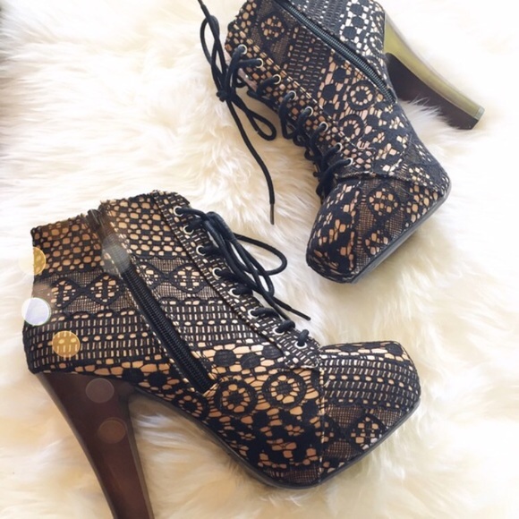 Qupid Shoes - 🌻Reserved🌻 Black Lace ankle boots