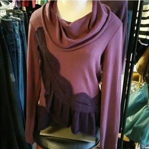 Anthropologie Purple Cowl Neck Sweater - Medium