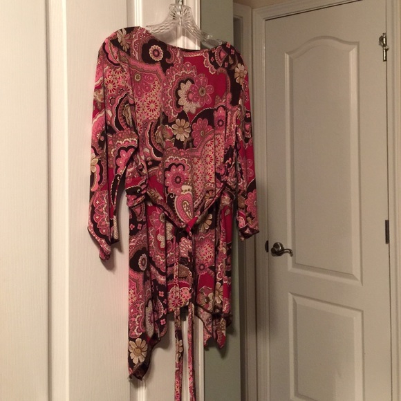 Pink/Brown Printed Multi-Color Tunic - Picture 3 of 3