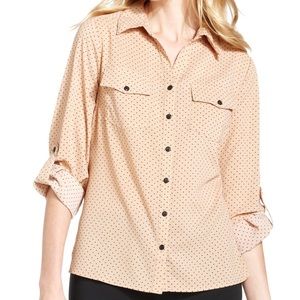 Taupe Polka Dog Button Down