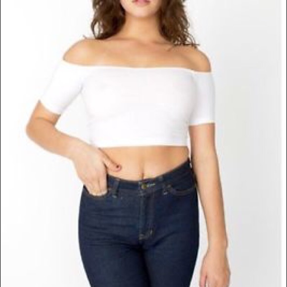 American apparel off the shoulder crop top