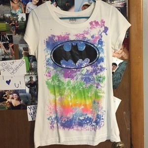 "Colorful Neon Paint Splatter Batman TShirt"