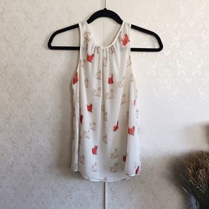 Zara Cat Printed Blouse