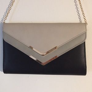Black and grey Aldo envelope clutch