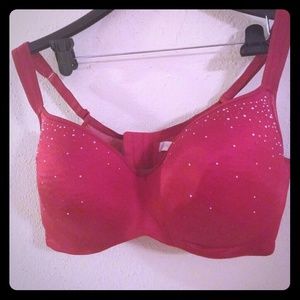 Red rhinestone balconette bra