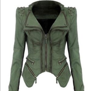 Olive green studded jacket