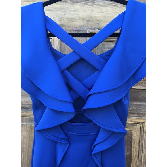Stylish Royal Blue Mini Dress - Picture 2 of 3