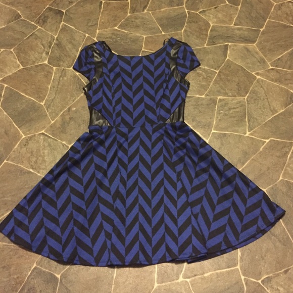 Striped Blue and Black Skater Dress