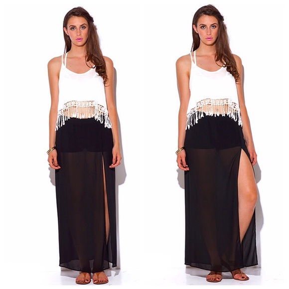 Restocked Black side slit front maxi - Picture 2 of 2