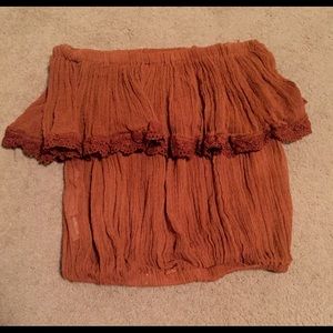 Burnt orange strapless top