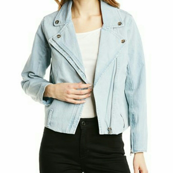 Urban Outfitters Jackets & Blazers - Cheap monday light wash denim moto jacket