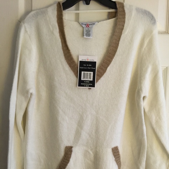 George&Martha Cream and Tan Hooded Sweater.