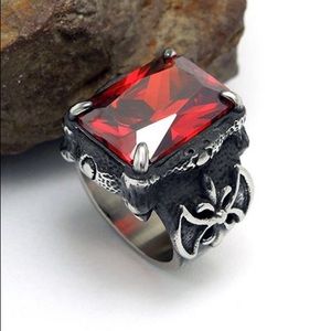 Men's jewelry titanium steel cubic zirconia ring