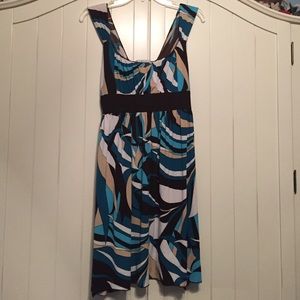 Brown teal cream white sundress