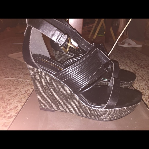 Leila Stone Cute Black Summer Wedges