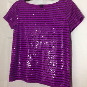 J Crew Sequins Tee Small Purple