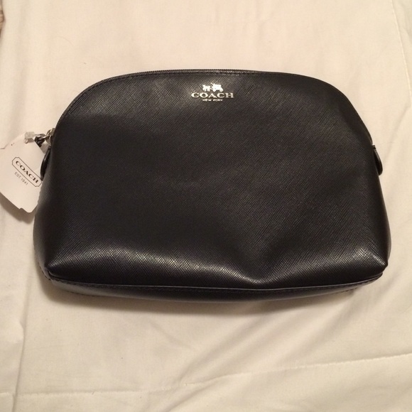 NEW! Black Leather Makeup bag