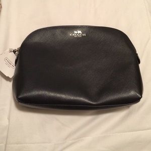 NEW! Black Leather Makeup bag