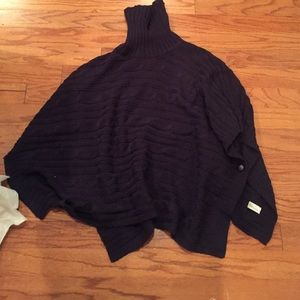 Navy blue sweater poncho
