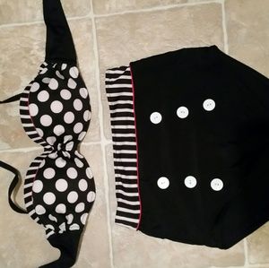 Two piece high waisted 50's pin up style swim suit