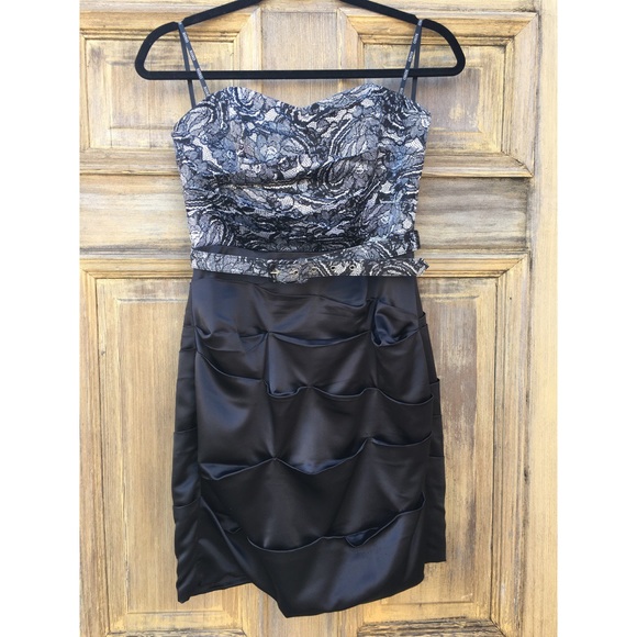 Cute Strapless Black & White Dress