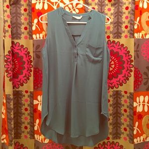 Lush Long Flowy Blue Sleeveless Blouse size Small