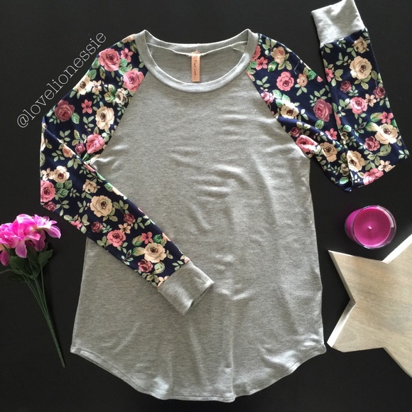 SOLD IN BUNDLE French Terry Floral Sleeve Top - Picture 3 of 4