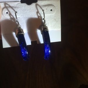 Sterling silver dichroic glass glitter cobalt horn