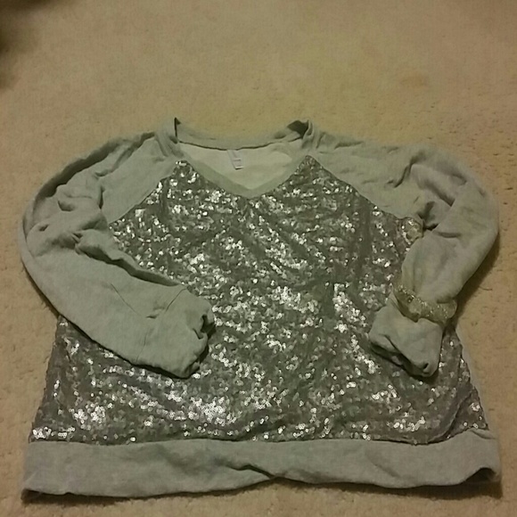 Gray Sequence V-neck sweater