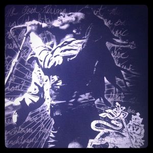 Hit me with music, Bob Marley tshirt.