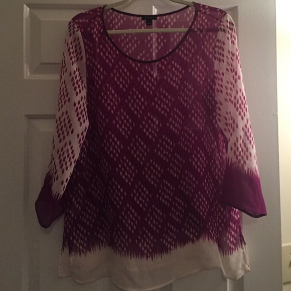 Sheer Ann Taylor plum and cream tunic
