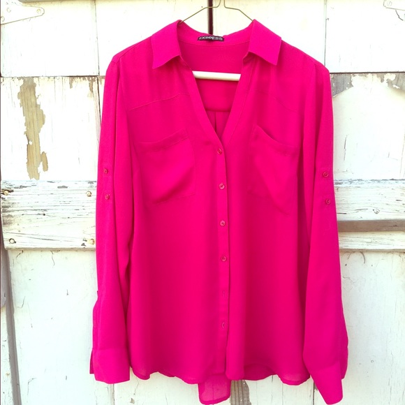 Fuschia button down shirt