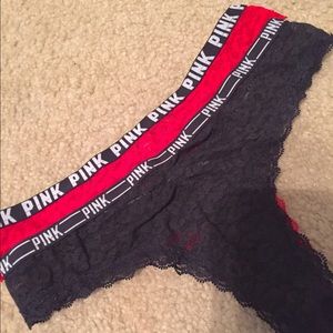 VS Pink Leopard Lace Thong Bundle
