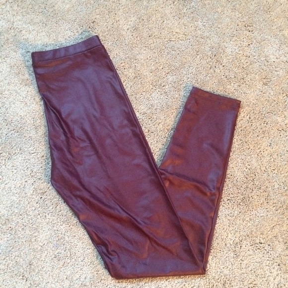 Maroon Leather Leggings