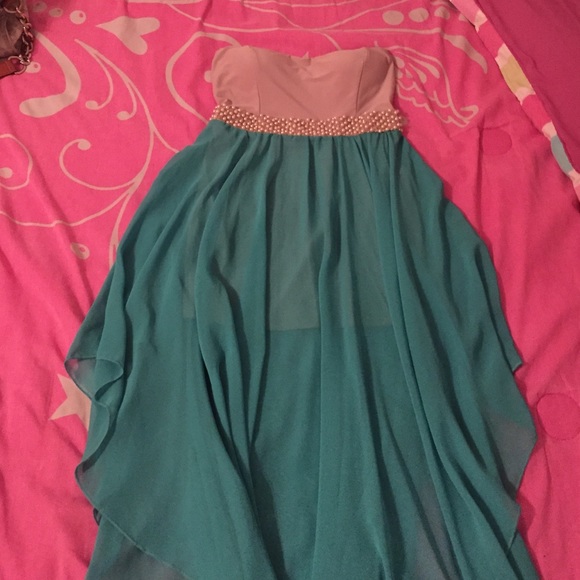 Long cream with mint blue dress 👗