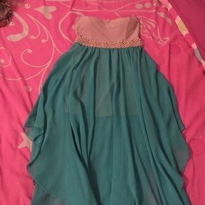 Long cream with mint blue dress 👗