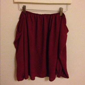 Garnet off the shoulder long-sleeve top!